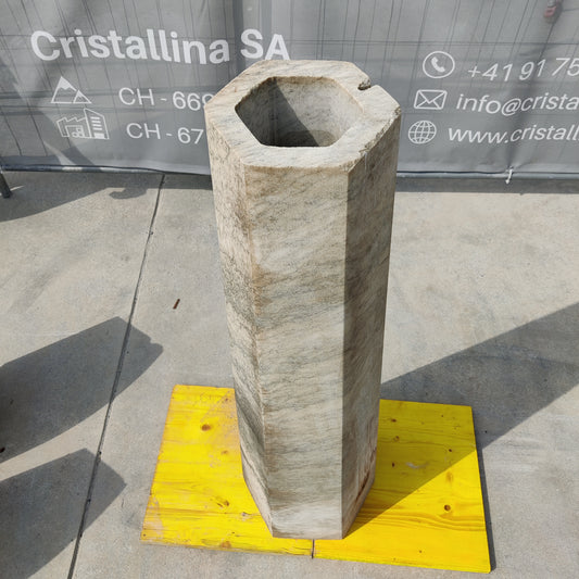 Empty hexagonal cone in Cristallina Green Ondulato marble