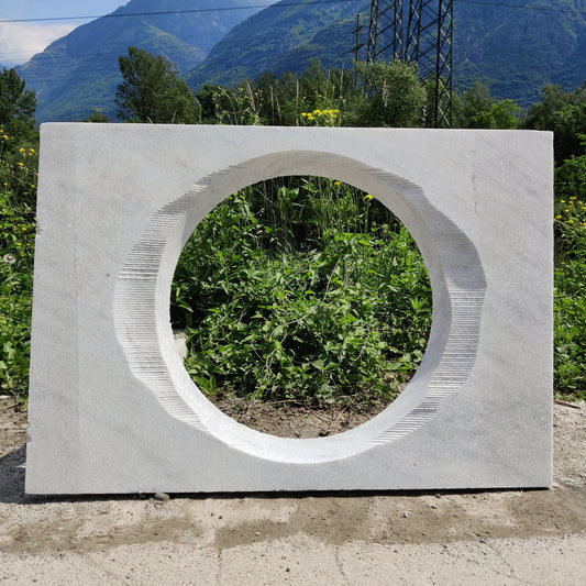 Slab with hole in Cristallina White Venato marble